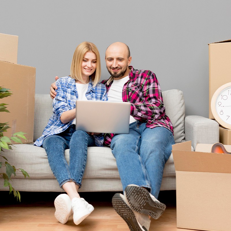 Household belongings prepared for a residential move